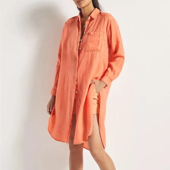 Relaxed Buttondown Linen Tunic XS - Picture 2 of 14